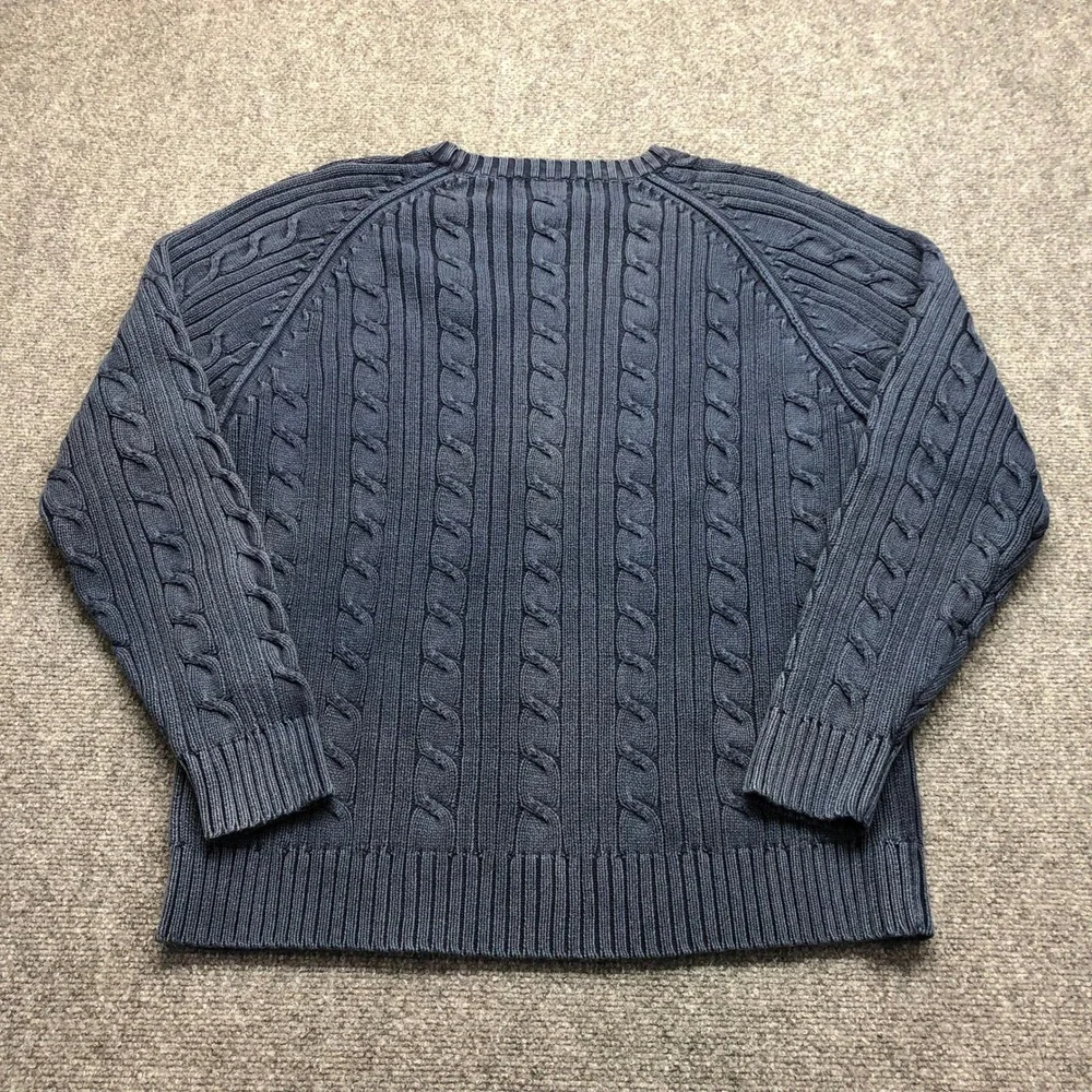 Levi Strauss & Co Mens XL Blue Cable Knit Cotton Crewneck Sweater Raglan Sleeve